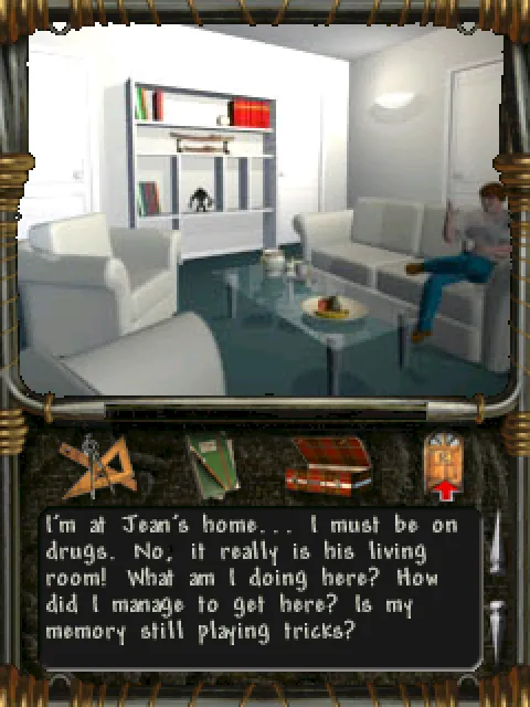 Jean in his living room