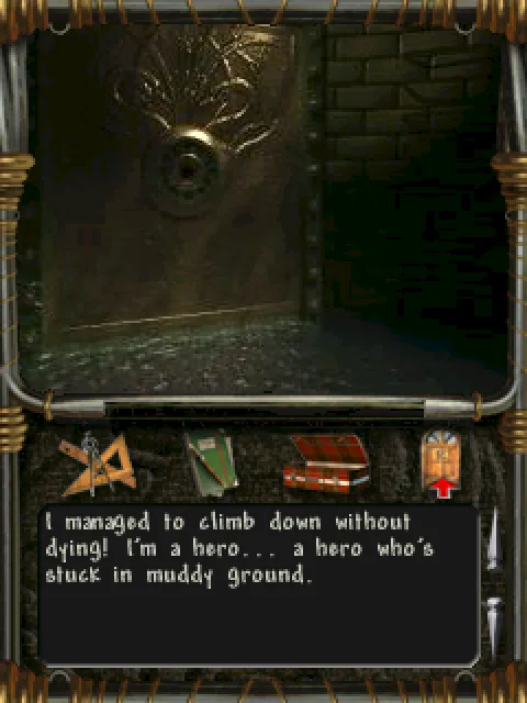 The bronze door at the bottom of the well