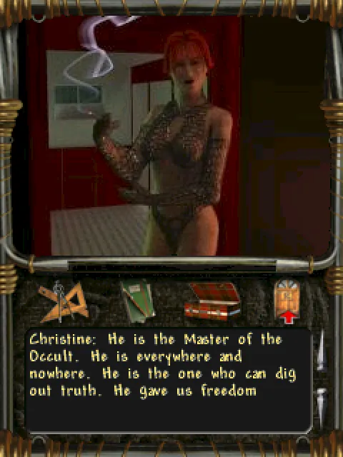 Christine in the restrooms