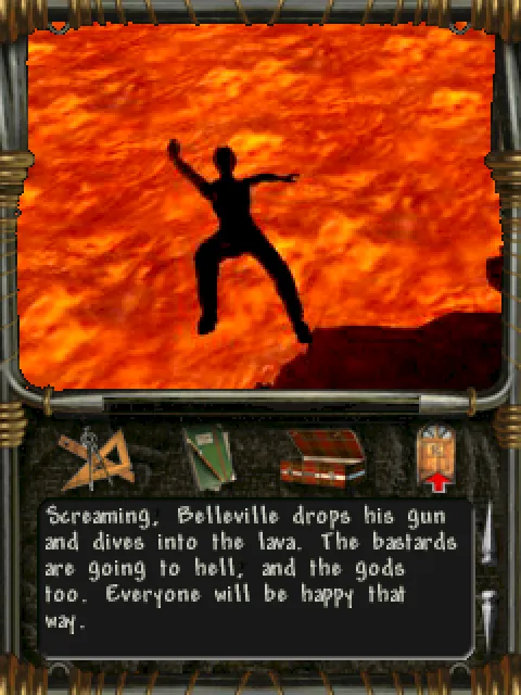 Belleville falls into the lava