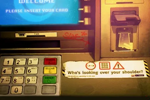 The street outside the hotel: The cash machine