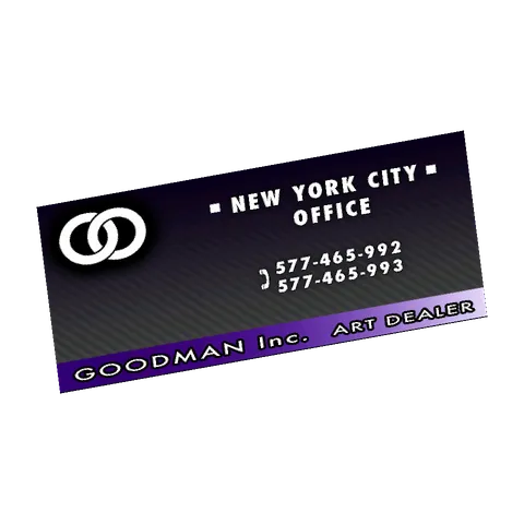 Business card: Episodes 01 and 02, the 3D model from the front