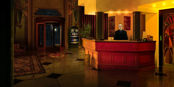 The Bellevue Hotel’s reception at night