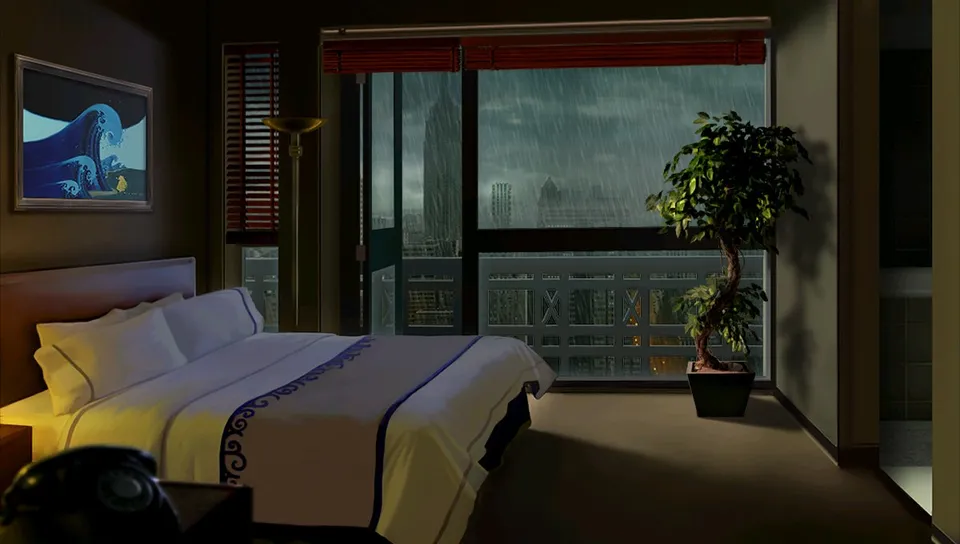 A hotel room
