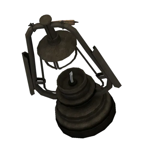 Gas lamp: With its wick, the 3D model from the front