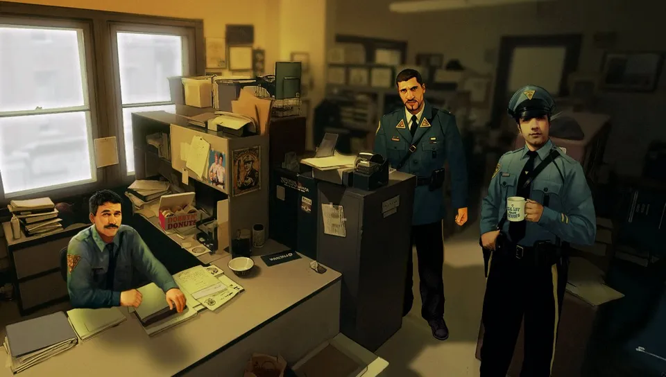The three officers at the police station