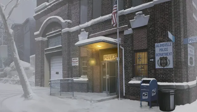 The police station: Outside