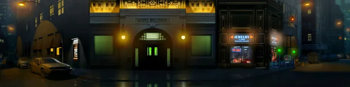 The street by night in Episode 02