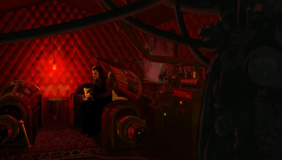 Cloe in the Vanpsychs’ red room