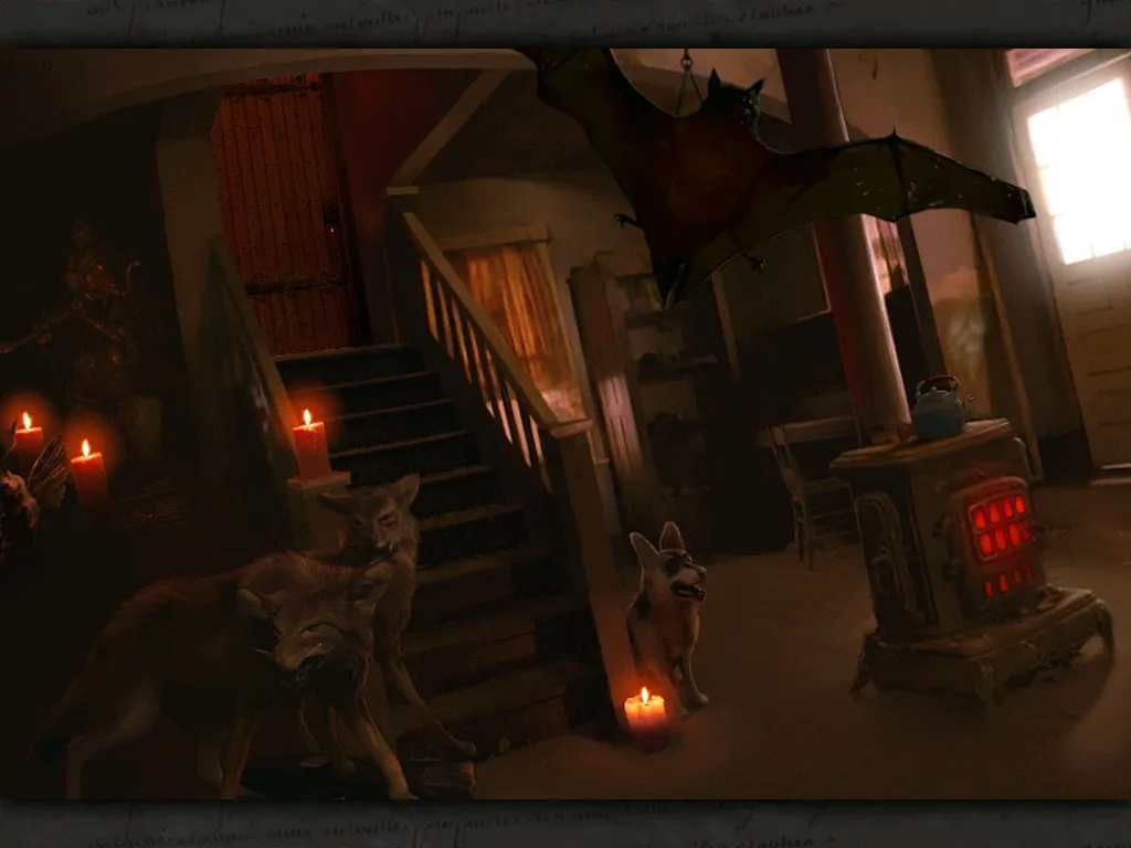 App Store screenshot 4: a candlelit staircase