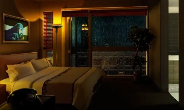 A hotel room