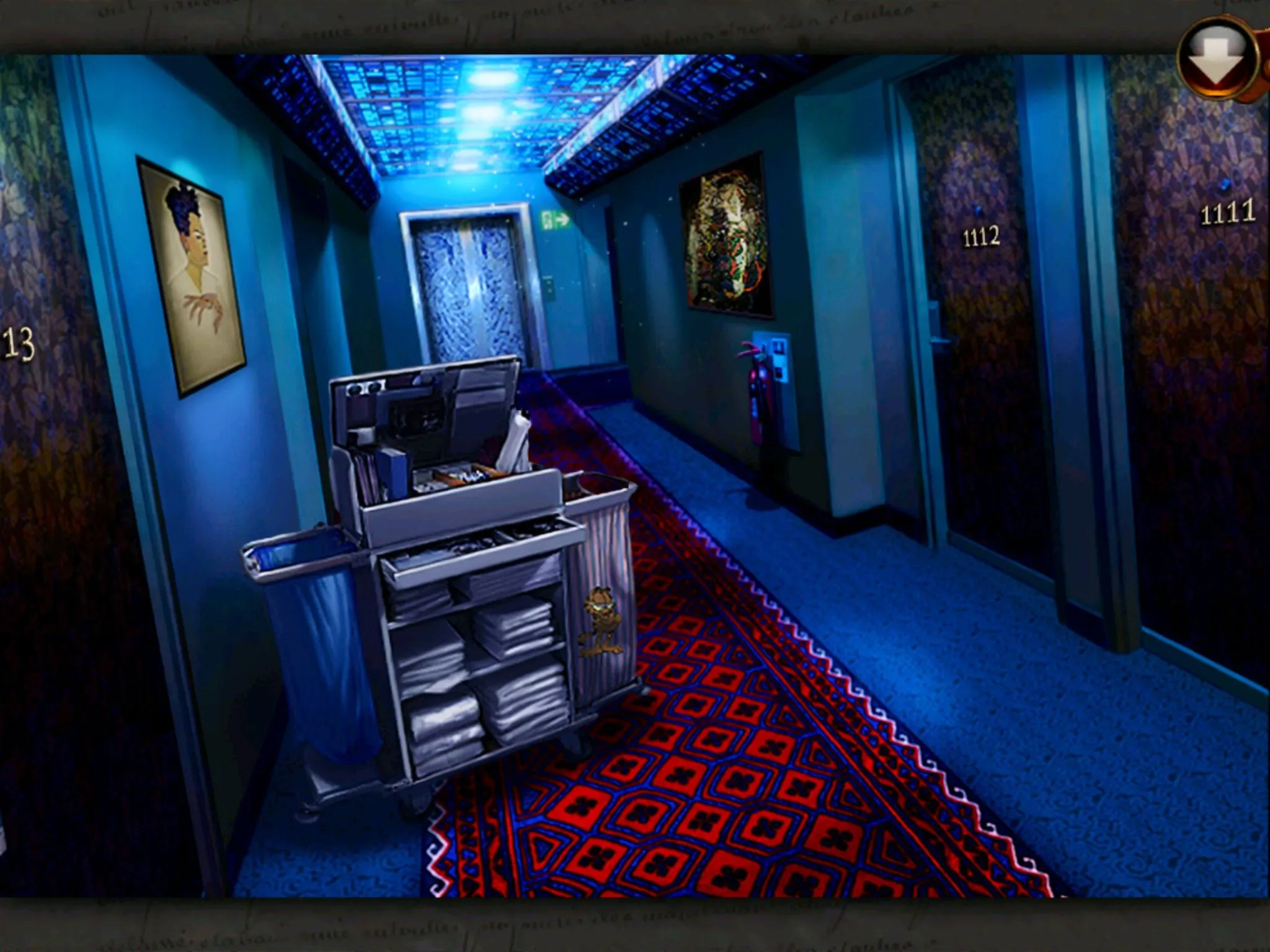 A corridor and a trolley